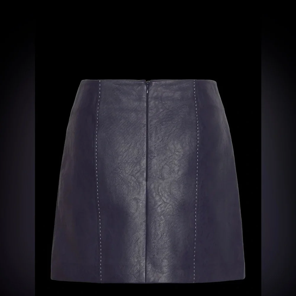 EUROPEAN FASHION: BAUM UND PFERDGARTEN Blue leather Mini Skirt - Picture 3 of 6